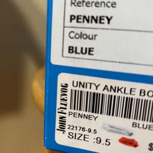 Fluevog Unity Penney denim blue real leather ankle boots with buttons NWT - Picture 12 of 13